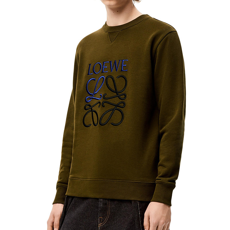 Loewe | 【预售3-7天】LOEWE/罗意威 22年早春新款 男士深卡其绿色棉质抓绒双色Anagram刺绣卫衣H526Y24J07-3969商品图片,7.9折×额外9.5折, 包邮包税, 额外九五折
