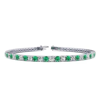 SSELECTS | 4 1/2 Carat Emerald And Diamond Tennis Bracelet In 14 Karat White Gold, 7 1/2 Inches,商家Premium Outlets,价格¥20024
