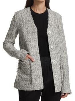 推荐Boucle Tweed Knit V-Neck Jacket商品
