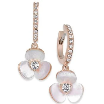 Kate Spade | 14k Rose Gold-Plated Pavé & Mother-of-Pearl Flower Drop Earrings 独家减免邮费