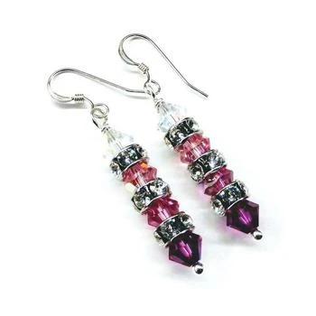 Alexa Martha Designs | Hot Pink Ombre Stacked Crystal Sterling Silver Earrings,商家Verishop,价格¥449