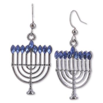 Charter Club | Silver-Tone Color Marquise-Crystal Menorah Drop Earrings, Created for Macy's商品图片,4折