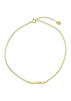 小银瓶手提包, Belk Silverworks | Gold Over Sterling Silver 9" + 1" Small Bar with Cubic Zirconia Anklet商品图片 