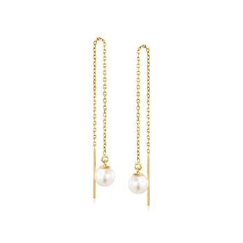 RS Pure | RS Pure by Ross-Simons 5-5.5mm Cultured Pearl Threader Earrings in 14kt Yellow Gold,商家Premium Outlets,价格¥1221