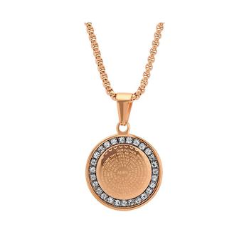 商品18K Micron Rose Gold Plated Father Prayer Double Sided Stainless Steel Pendant Necklace图片