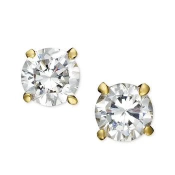 Giani Bernini | 18k Gold and Sterling Silver Earrings, Round Cubic Zirconia Studs (1/2 ct. t.w.),商家Macy's,价格¥80