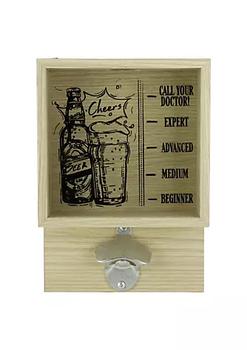 商品Koopman International | 10.25" Wood and Glass 'Cheers' Bottle Opener with Storage Box,商家Belk,价格¥230图片