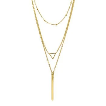 ADORNIA | 15-17" Adjustable 14K Gold Plated Layered Pendant Necklace Set 独家减免邮费