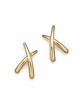 推荐14K Yellow Gold Small X Stud Earrings - 100% Exclusive商品
