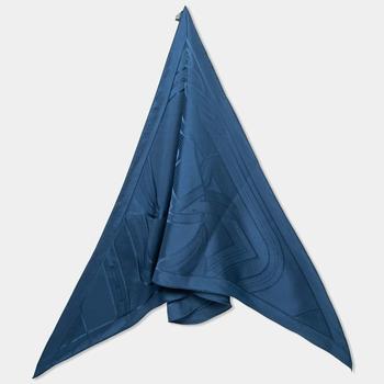 爱马仕丝巾海淘, [二手商品] Hermes | Hermès Midnight Blue Quadrige Silk Jacquard Losange Scarf商品图片 6.2折