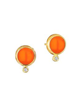 商品Syna | Candy 18K Yellow Gold, Orange Chalcedony, & 0.1 TCW Diamond Stud Earrings,商家Saks Fifth Avenue,价格¥9469图片