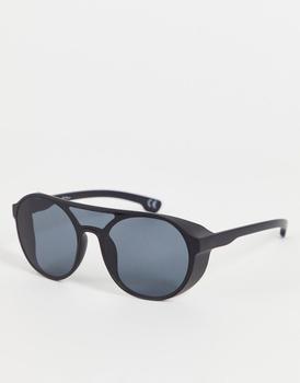 推荐Jeepers Peepers chunky round sunglasses with side caps in black商品
