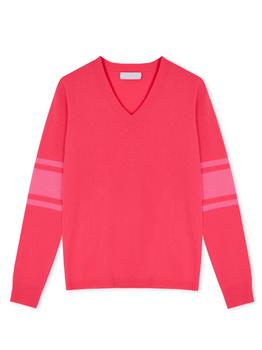 商品Cocoa Cashmere ALTHEA Stripe Sleeve Sweater Fuchsia & Pink Sherbert,商家Atterley,价格¥1978图片