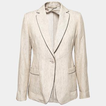 maxmara studio是什么牌子, [二手商品] Max Mara | Max Mara Studio Beige Linen Single Breasted Blazer M商品图片 8.4折