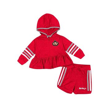Colosseum | Girls Infant Scarlet Ohio State Buckeyes Spoonful Full-Zip Hoodie Shorts Set商品图片,