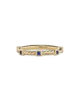 商品David Yurman | 18K Yellow Gold Cable Sapphire Stack Band Ring,商家Bloomingdale's,价格¥6798图片