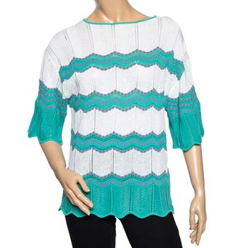 推荐M Missoni Green & White Patterned Knit Oversized Top S商品