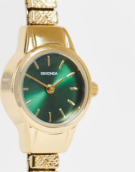 推荐Sekonda bracelet watch with green face in gold商品