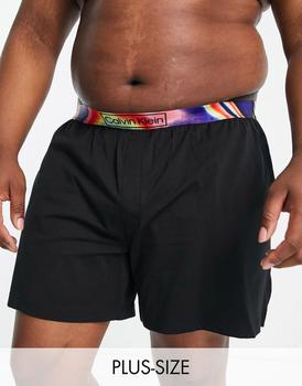 Calvin Klein | Calvin Klein Big & Tall pride sleep shorts with contrast waistband in black商品图片,额外9.5折, 额外九五折