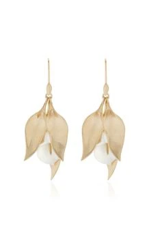Annette Ferdinandsen | Annette Ferdinandsen - Cala Lily 14K Yellow Gold Mother-of-Pearl Earrings - White - OS - Moda Operandi - Gifts For Her,商家Fashion US,价格¥19411