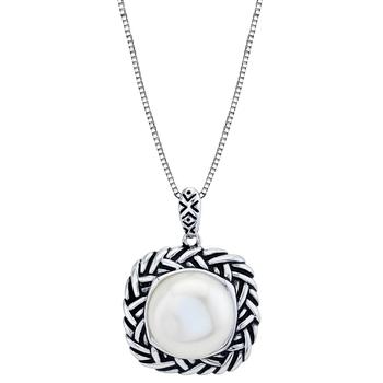 商品Macy's | Cultured Freshwater Button Pearl (11-1/2mm) 18" Pendant Necklace in Sterling Silver,商家Macy's,价格¥1213图片