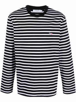 推荐MAISON KITSUNE' - Long Sleeve Striped Cotton T-shirt商品