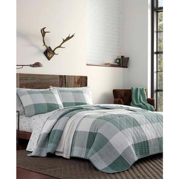Eddie Bauer是什么牌子, Eddie Bauer | Boulder Plaid Green Reversible 3-Piece King Quilt Set商品图片 