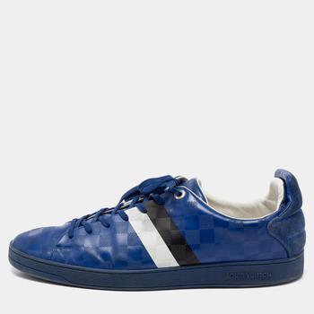 lv男鞋, [二手商品] Louis Vuitton | Louis Vuitton Blue Damier Infini Leather Frontrow Lace Up Sneakers Size 46商品图片 4.5折