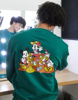 ASOS | ASOS DESIGN sweatshirt with Disney Mickey Mouse prints in green商品图片,