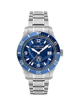 万宝龙手表推荐, MontBlanc | 1858 Iced Sea Stainless Steel & Ceramic Bracelet Watch商品图片 