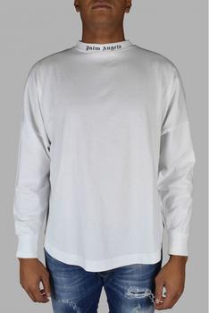 推荐Men's Luxury T Shirt   Palm Angels Long Sleeve White T Shirt With Logo商品