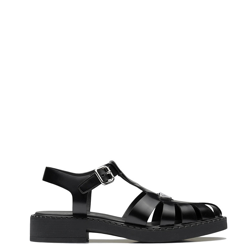 Prada | 【预售3-7天】PRADA/普拉达 22年春夏新款 男士黑色亮面皮革渔夫凉鞋2X3084_055_F0002商品图片,7.9折, 包邮包税