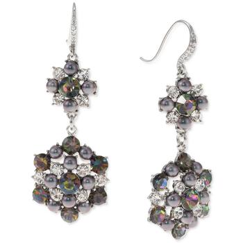 Charter Club | Silver-Tone Crystal & Imitation Pearl Cluster Double Drop Earrings, Created for Macy's商品图片,7.4折×额外8折, 独家减免邮费, 额外八折