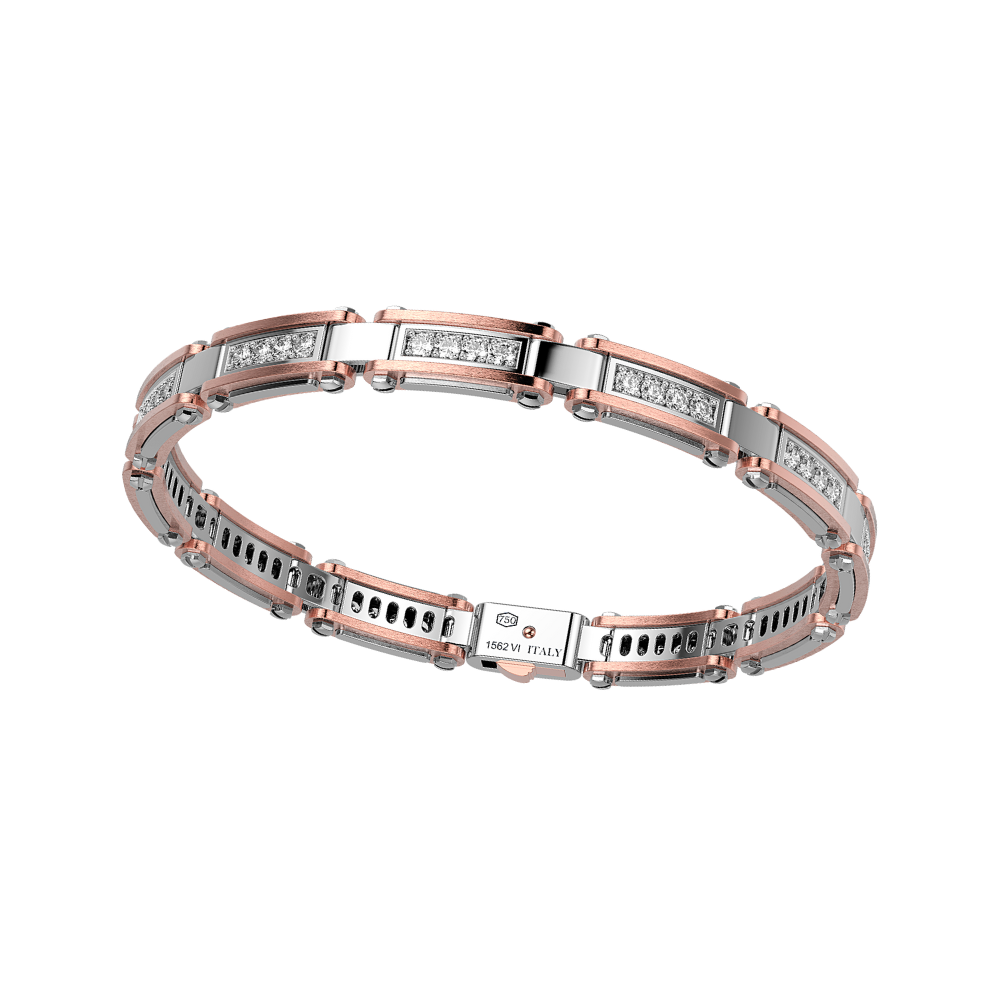 商品18K rose and white gold bracelet with diamonds.图片