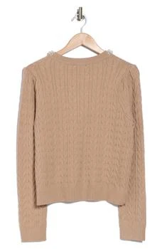 Adrianna Papell | Faux Pearl Adorned Cable Knit Sweater,商家Nordstrom Rack,价格¥301