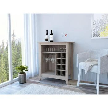 Depot E-Shop | DEPOT E-SHOP Mojito Bar Cabinet, Six Wine Cubbies, One Open Drawer, One Open Shelf, Countertop-Light Grey, For Living Room,商家Premium Outlets,价格¥1127