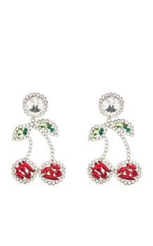 Alessandra Rich | Cherry Crystal Clip-On Earrings,商家Runway Catalog,价格¥3396