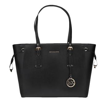 michael kors tote托特包, Michael Kors | 迈克.科尔斯（MICHAEL KORS）女包 大购物袋牛皮手提纯色LOGO挂件托特包 黑色/30H7GV6T8L-BLACK商品图片 