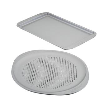 商品Nonstick Bakeware Perforated Pizza Pan and Baking Sheet Set, 2-Piece, Light Gray图片