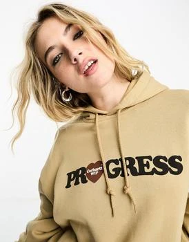 推荐Carhartt WIP I heart progress hoodie in brown商品