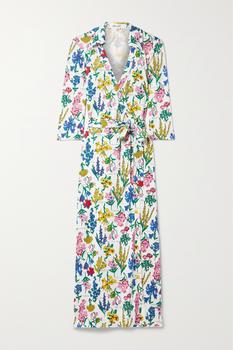 Diane von Furstenberg | Abigail 花卉印花真丝平纹布裹身中长连衣裙商品图片,