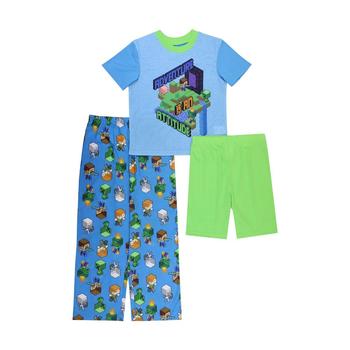 AME | Little Boys Minecraft Pajamas, 3 Piece Set商品图片,6折