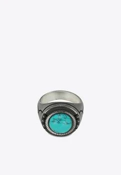 Nove25 | Turquoise Geometric Frieze Chevalier Ring,商家Thahab,价格¥684