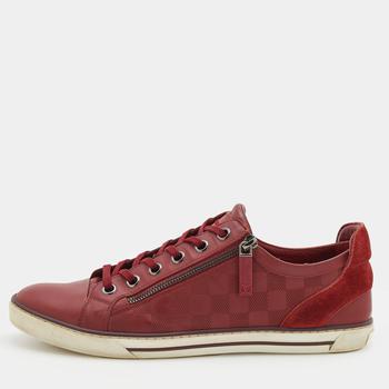 更多路易威登男鞋, [二手商品] Louis Vuitton | Louis Vuitton Red Leather And Suede Low Top Sneakers Size 42商品图片 