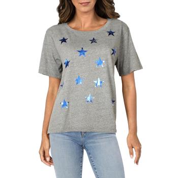 推荐CHRLDR Womens Distressed Foil Stars Star Heathered T-Shirt商品