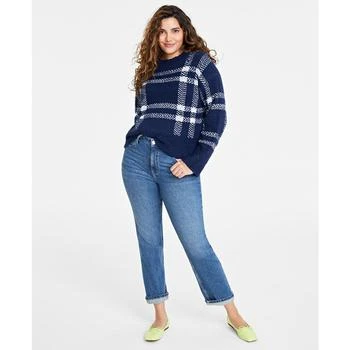 推荐Women's Plaid Jacquard Crewneck Sweater, Created for Macy's商品