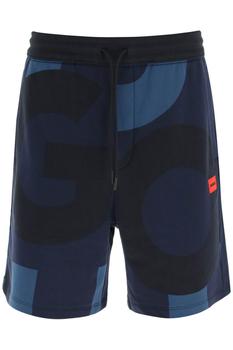 推荐Hugo printed jersey shorts with logo patch商品