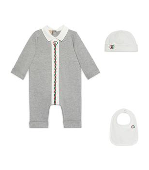 Gucci | Interlocking G Playsuit, Hat and Bib Set (0-24 Months)商品图片,