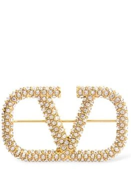 Valentino | Crystal Vlogo Signature Brooch,商家LUISAVIAROMA,价格¥4271