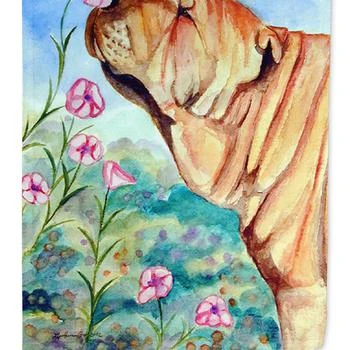 Caroline's Treasures | 28 x 40 in. Polyester Shar Pei Smell the flowers  Flag Canvas House Size 2-Sided Heavyweight,商家Verishop,价格¥327